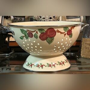 11” Colander, Enamel & Hand Painted